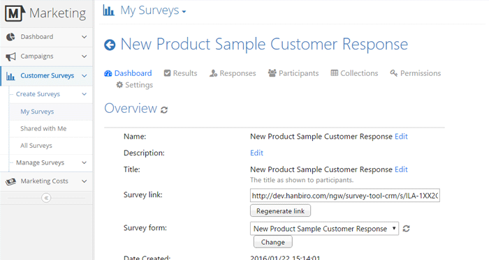 Survey screenshot